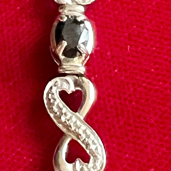 .925 Sterling Silver Sapphire gemstone Bracelet w Diamonds 7.5 Long 9.9 grams - Picture 10 of 11